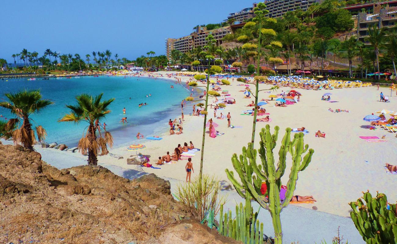 Photo of Playa de la Verga (Anfi del Mar) with white fine sand surface